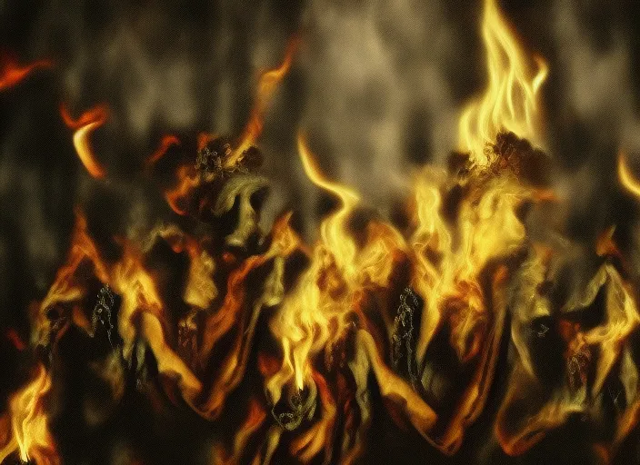 beautiful witches burn in flames surrealism art high details