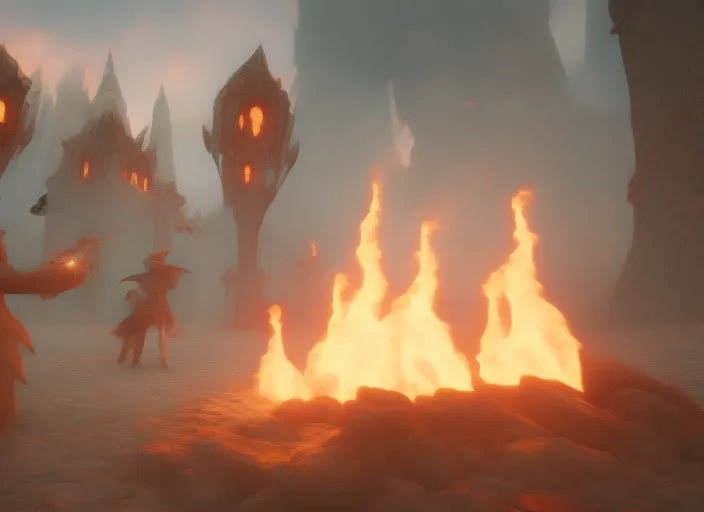 beautiful witches burn in flames surrealism art high details unreal engine