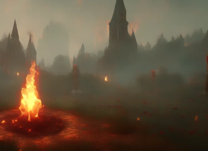 beautiful witches burn in flames and become one surrealism art high details unreal engine