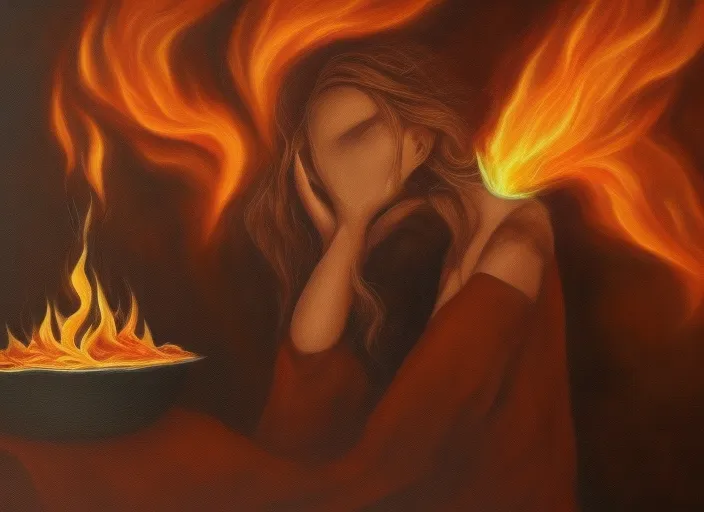 beautiful witch burn in flames  surrealism art high details 