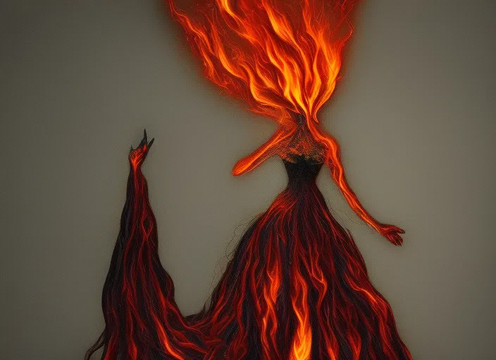 beautiful witch burn in flames  surrealism art high details 