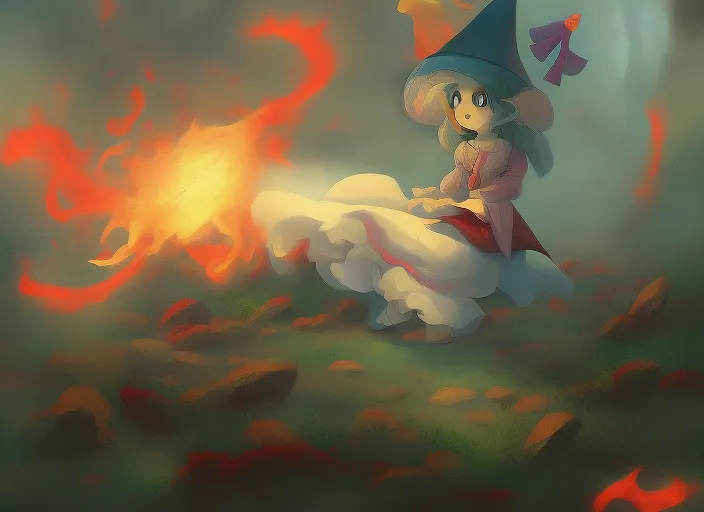  witch  in flames  surrealism high details 
