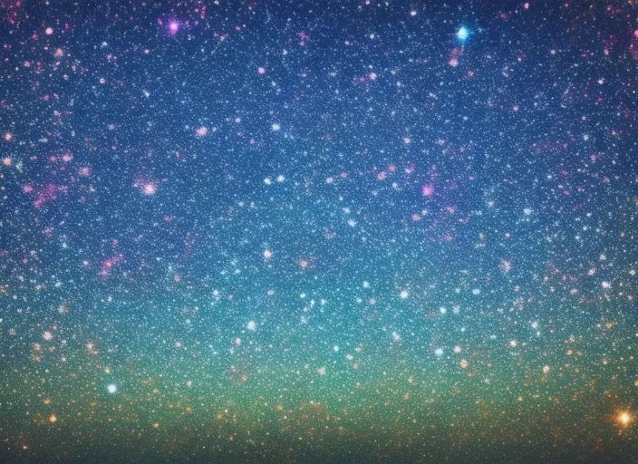 A colorful space filled with lots of stars. (Photo: 2 | blurry, ugly, deformed, jpeg, low resolution: -1). make it look like a postcard from a faraway galaxy