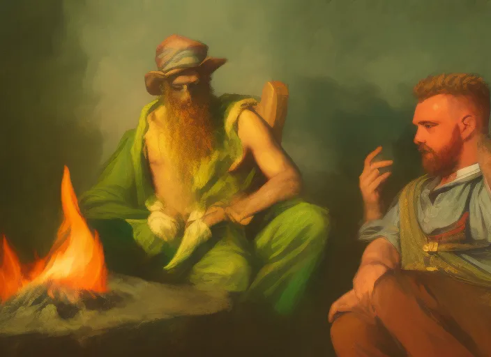  a male soccerer sitting next to fire wearing green and man sitting next to him