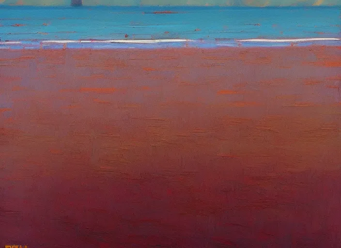 "Minimalist Beach Scene Alone", by Erin Hanson, Donato Giancola, Nicolas de Stael