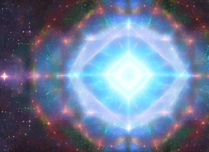 “Sacred geometry, 8K, high quality, cosmic, beautiful, hypnotic with stars and meteors added. add some stars and meteors to the background” youtube format 

