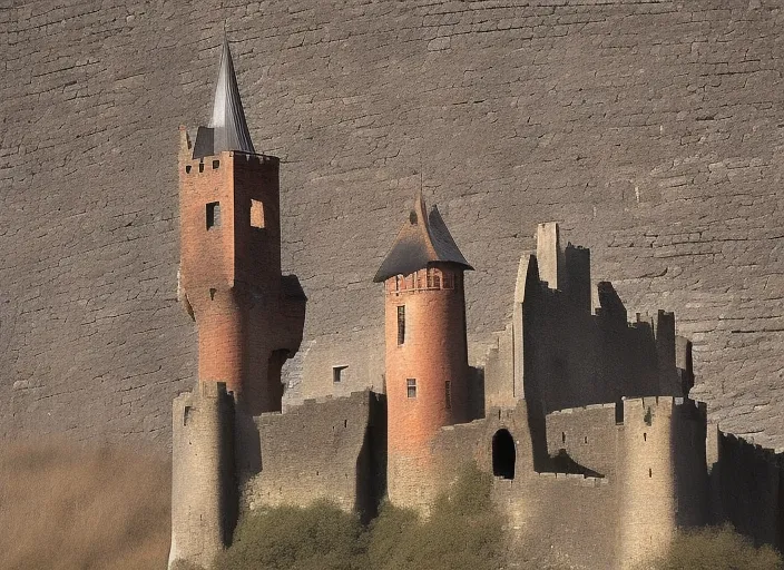 red phoenix bird flies over the old castle