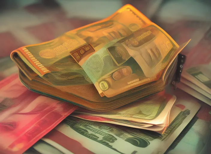 wallet full of money, cinematic lights