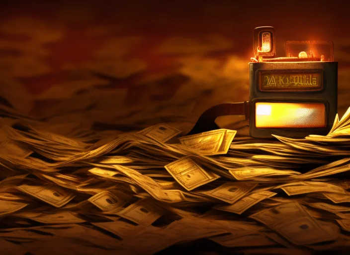 wallet full of money, cinematic lights