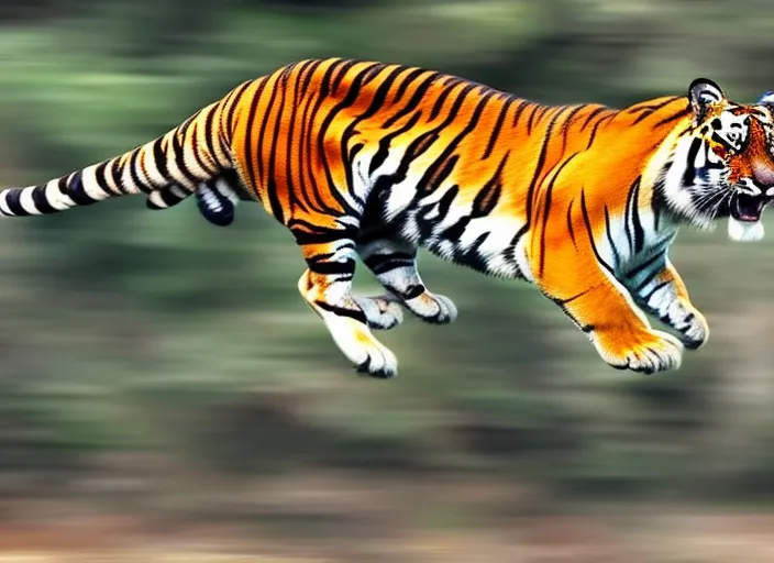 
Use an image of a tiger in motion, running or jumping, with a blurred background and a bold, attention-grabbing title in the foreground.