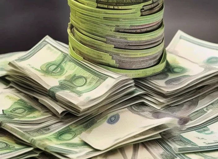 a tower made of dollars