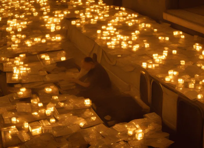 a house full of money and gold, cinematic lights