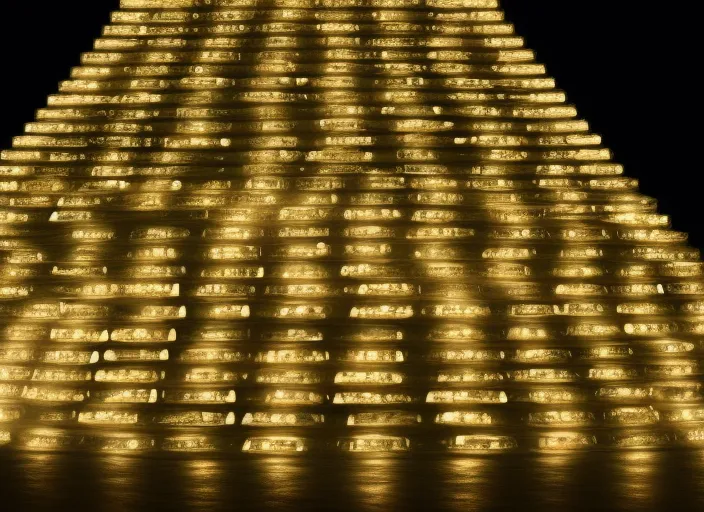 pyramid of money, cinematic lights