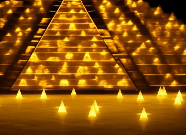 pyramid of money, cinematic lights