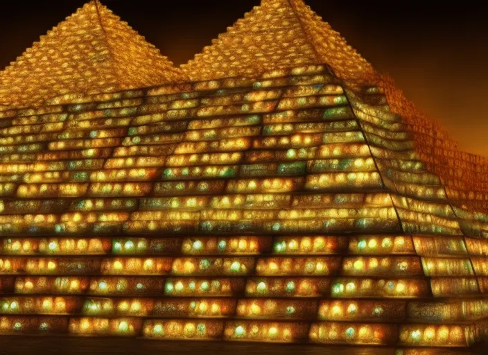 pyramid of money, cinematic lights