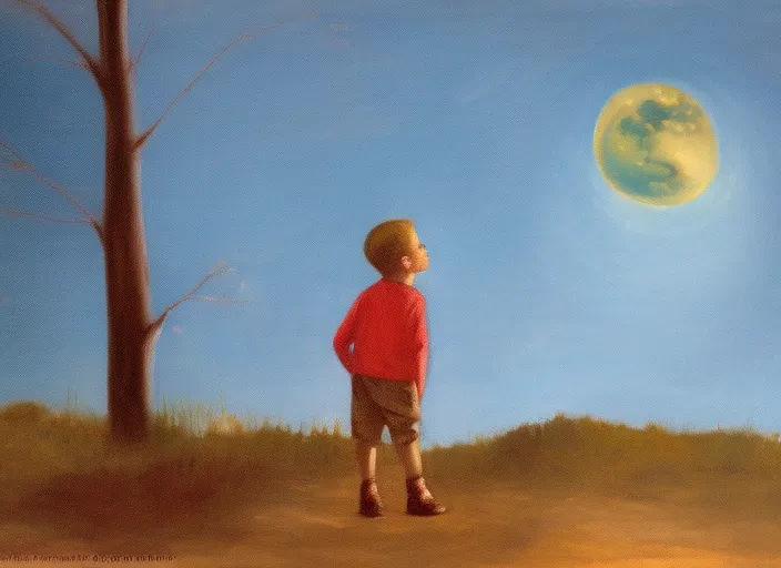 boy watching the moon