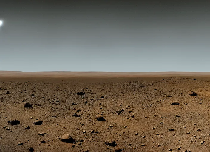The stark, barren landscape of the moon, with craters and valleys stretching out to the horizon