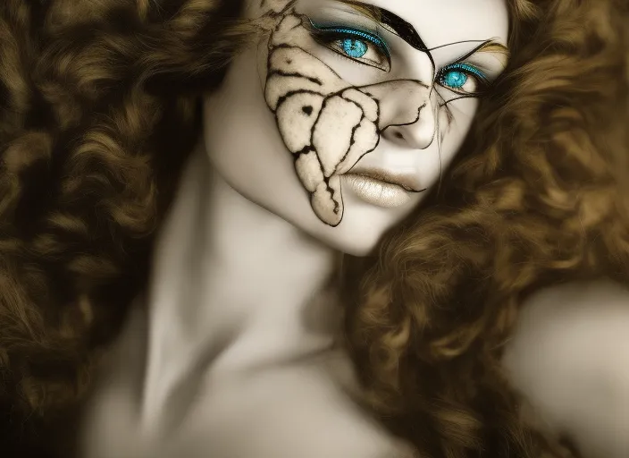 Medusa, beautiful woman, winged human female with living venomous snakes in place of hair. Those who gazed into her eyes would turn to stone. young woman, blue eyes, vintage, smooth soft skin, symmetrical, soft lighting, detailed