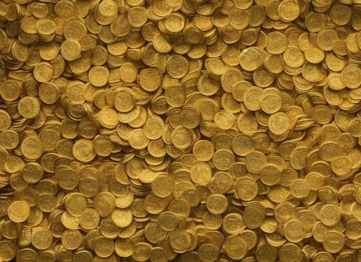 a human body made of gold with money around