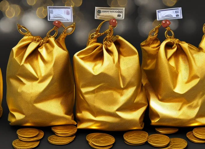 money bags and gold 
