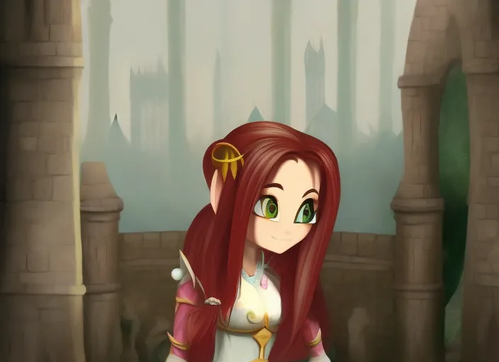 elf girl in castle in the background