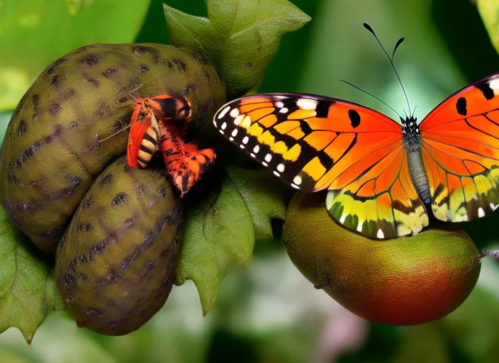 the conversion of catterpillar to cocoon the to puppa then butterfly