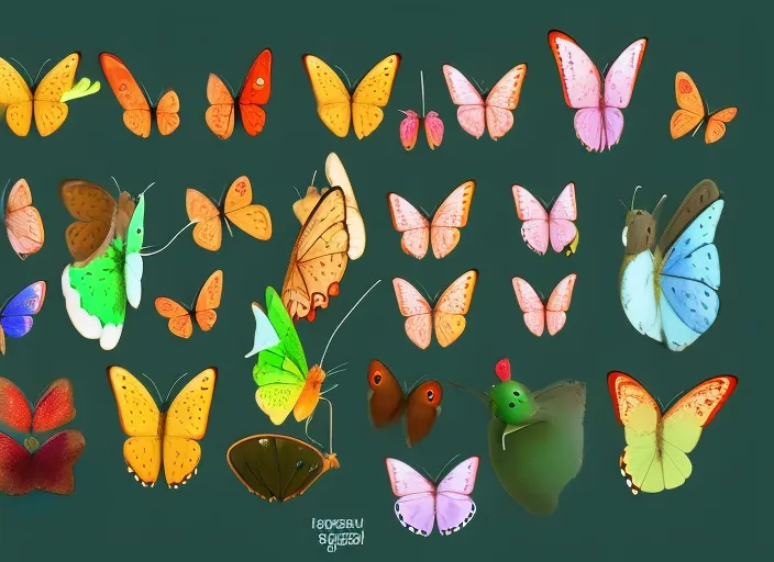 the life cycle of butterfly  clearly show stages of life  cartoon mode