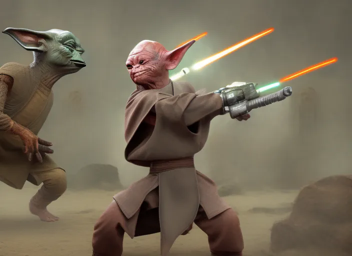Yoda and nandalorian fight