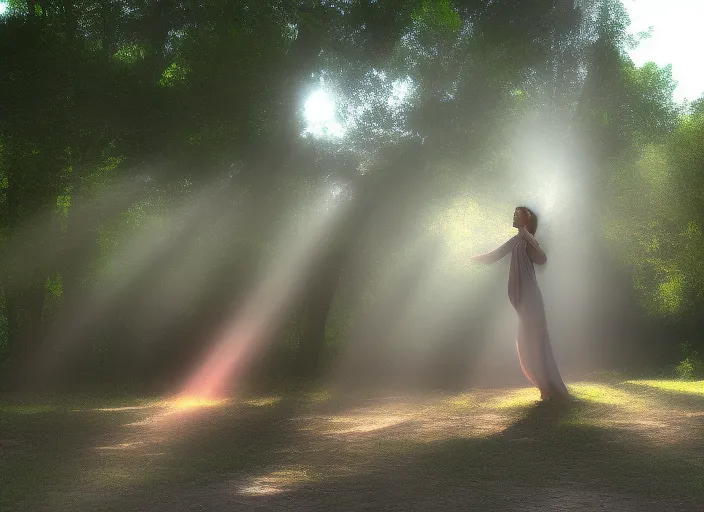 pose meditation with cinematic ligths