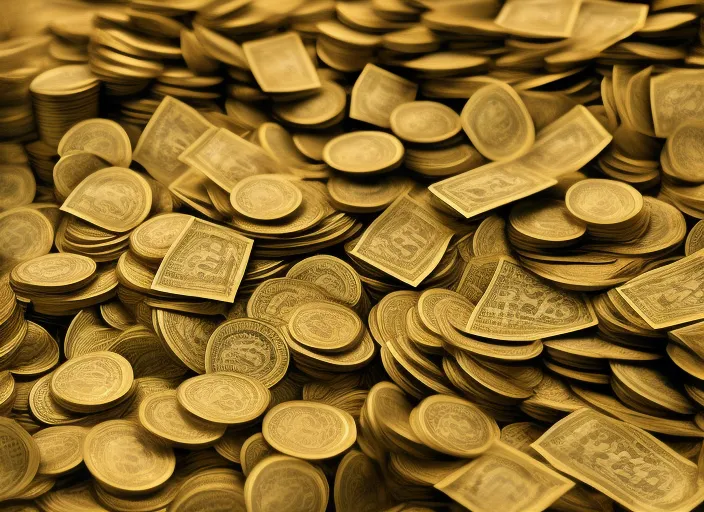table full of money and gold 