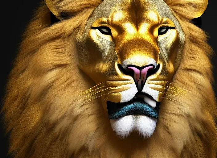 lion face made of gold 