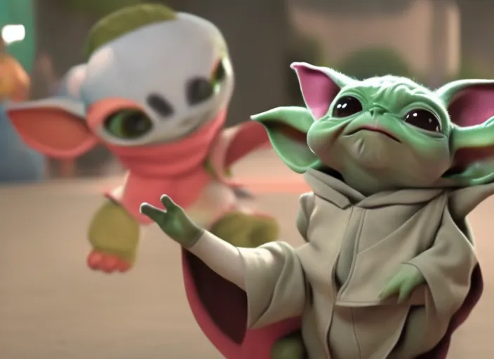 a baby Yoda DANCING