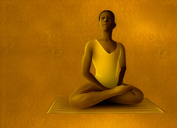 body meditation pose with golden background