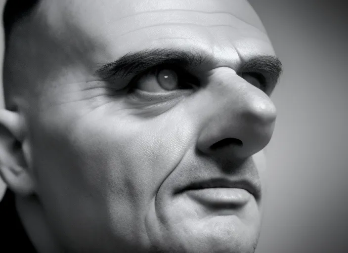 The camera shows a close-up of a man's face as he speaks to himself and reflects on his life.