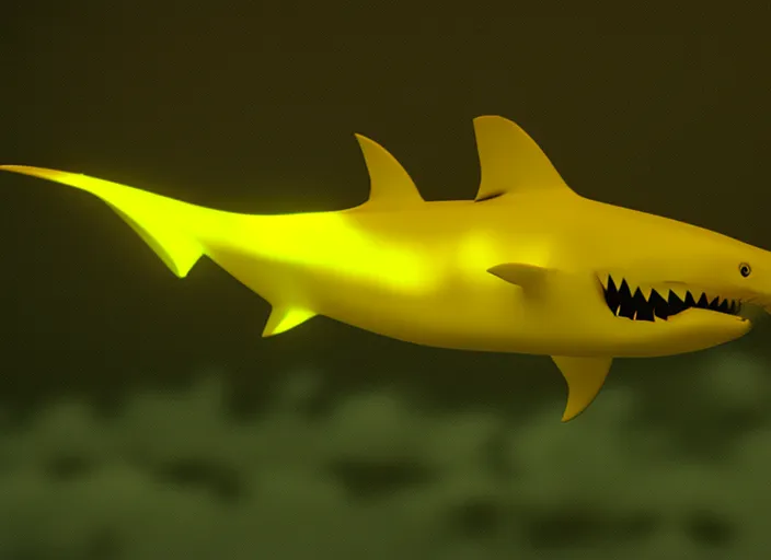 small yellow color cartoon shark dancing and singing  comic theme

