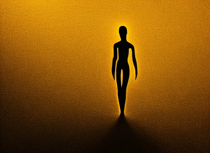 a golden human body radiating golden light
