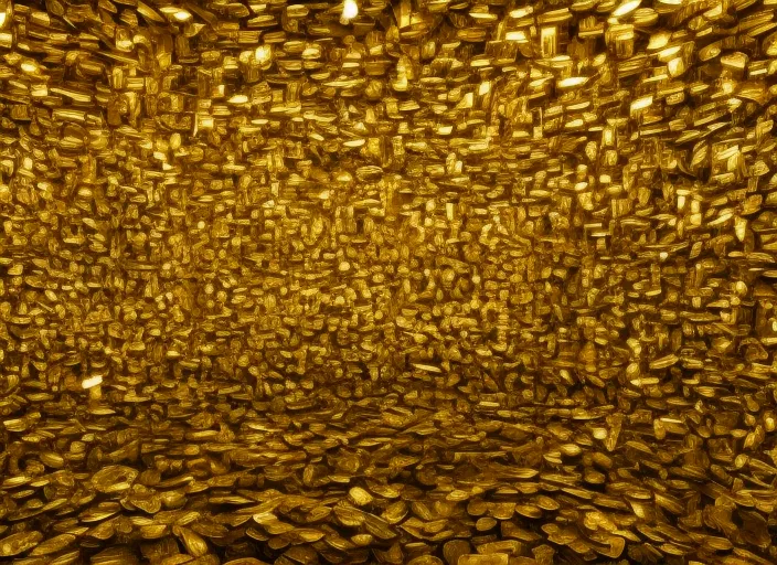 Gold Treasure Room Full of Dollars and Gold Winning Photography add a shining light in the distance and a rain of dollars