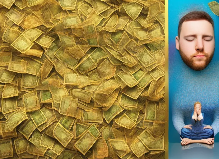 meditation with money and gold around