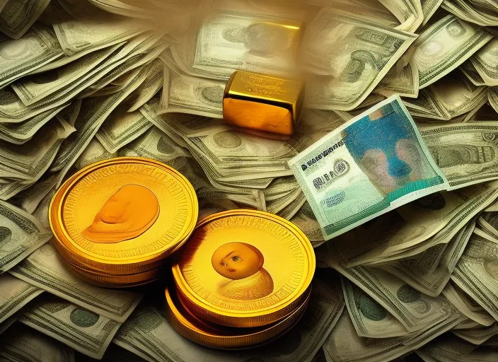 meditation with money and gold around