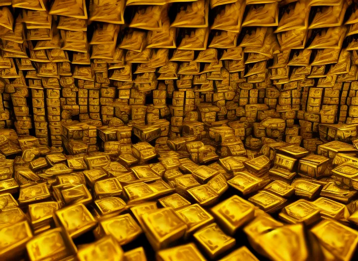 
Gold Treasure Room Full of Dollars and Gold