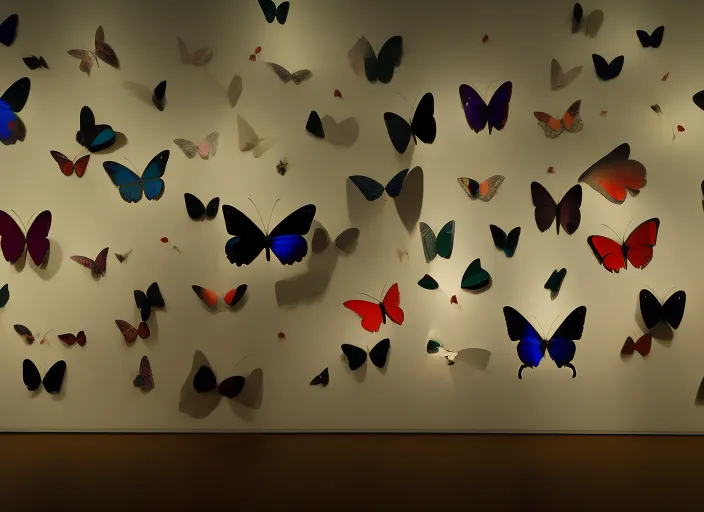 Butterflies in the New York Modern art museum. in the MOMA. in the surreal style