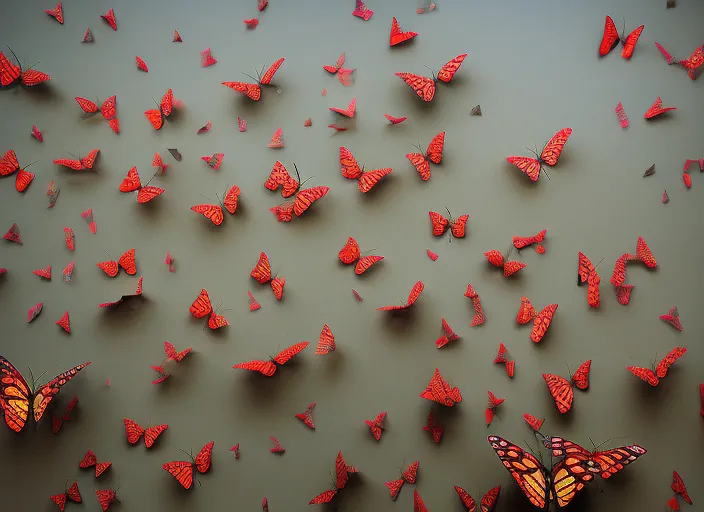 Butterflies in the New York Modern art museum. in the MOMA. in the surreal style