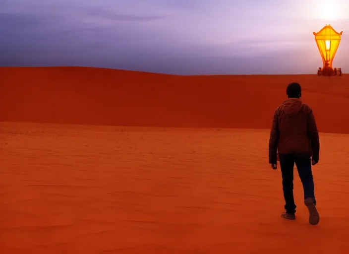 Doctor Who com sua cabine azul vijando pelo deserto do Sahara, uhd, 4K