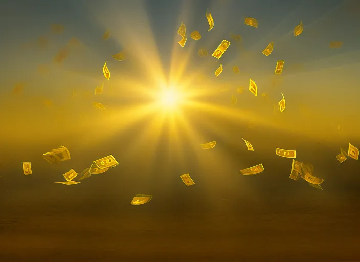 money, gold, fortune irradiating golden light