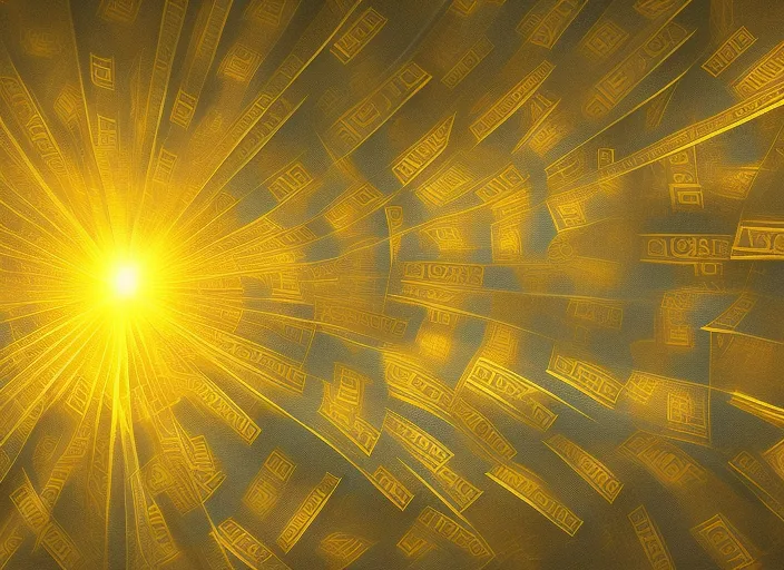 money, gold, fortune irradiating golden light
