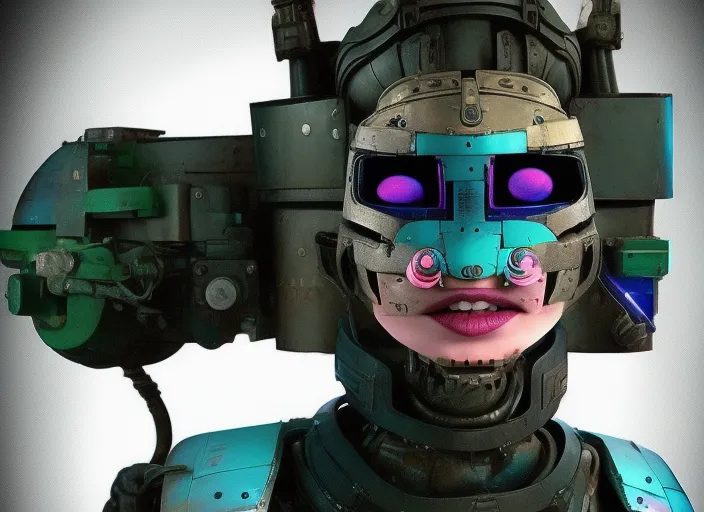 imagen de una chica robot de cuello alto ciberpunk