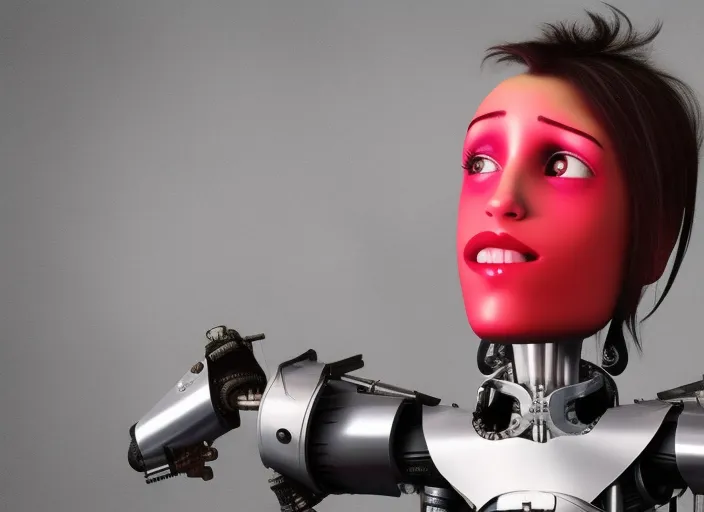 imagen de una chica robot de cuello alto ciberpunk