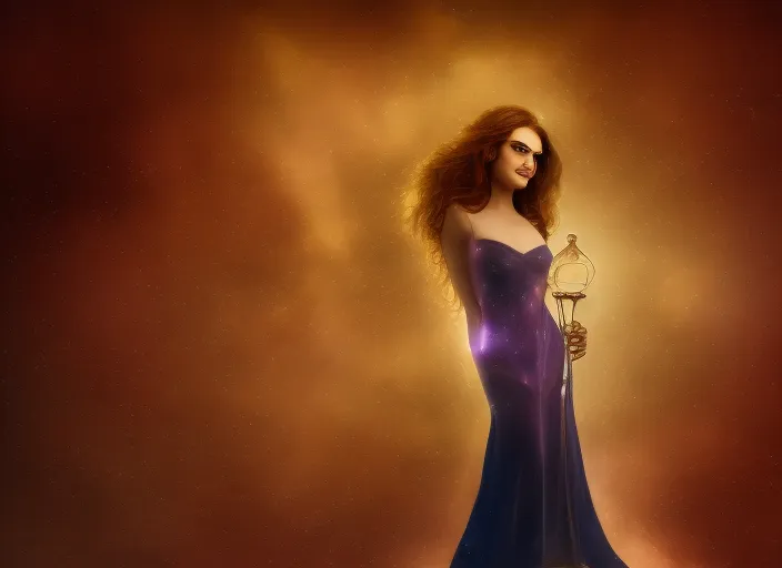Greek goddess with an hourglass and the universe inside