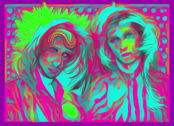 psychedelic neon couple digital style