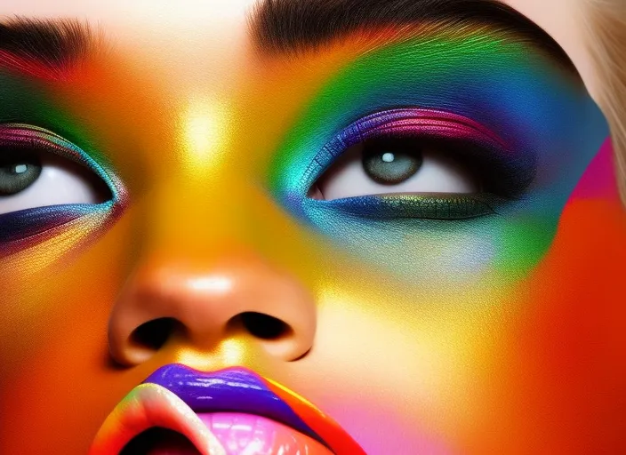 amazing closeup portrait of a young woman with beautiful colorful make up by Sir John, Pat McGrath,